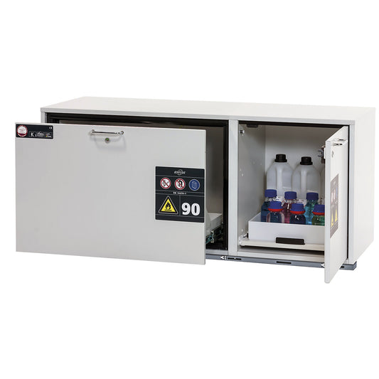 Type 90 fire resistant combination add-on drawer unit, width 1402 mm, 2 drawers, light grey.