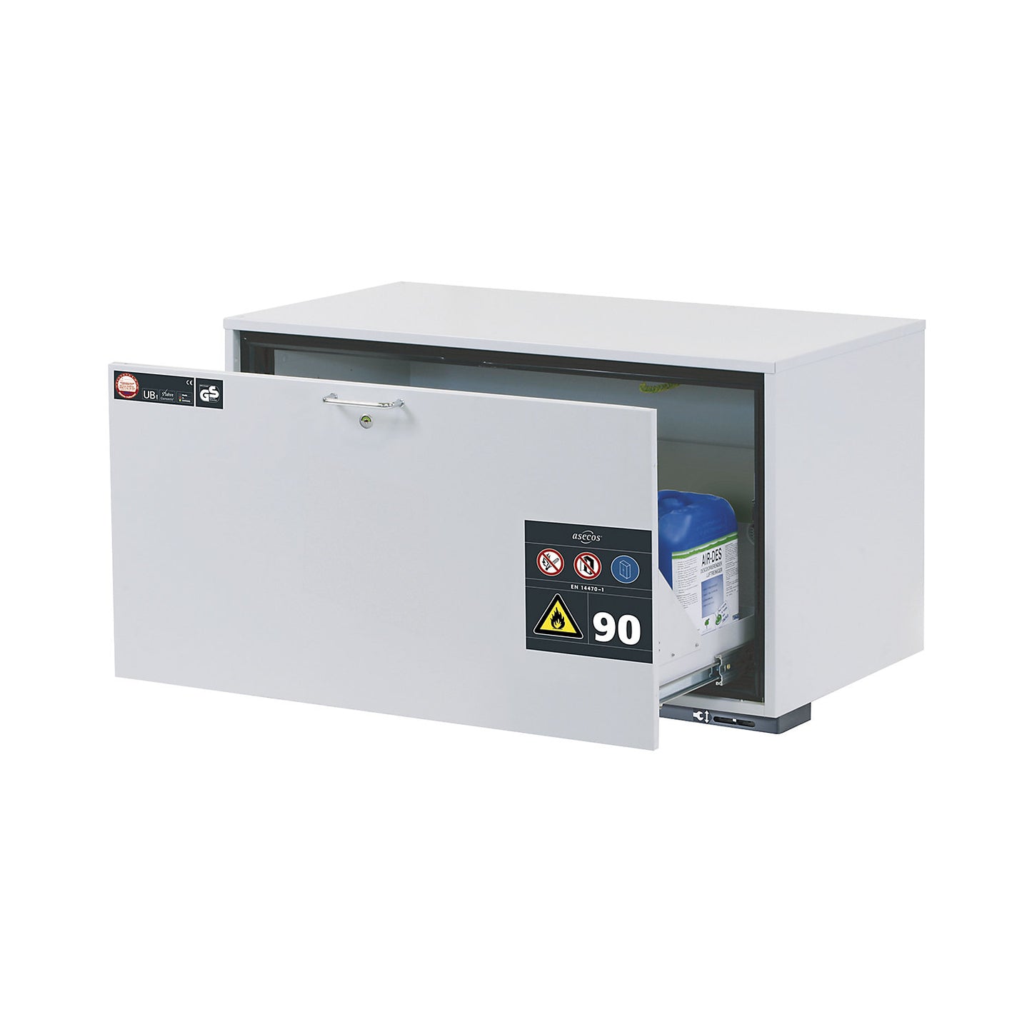 Type 90 fire resistant add-on drawer unit for hazardous goods, HxW 600 x 1102 mm, 1 drawer.