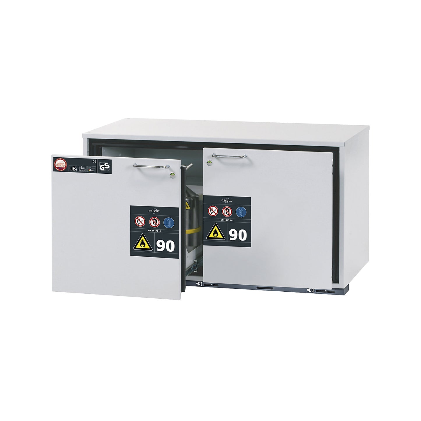 Type 90 fire resistant add-on drawer unit for hazardous goods, HxW 600 x 1102 mm, 2 drawers.