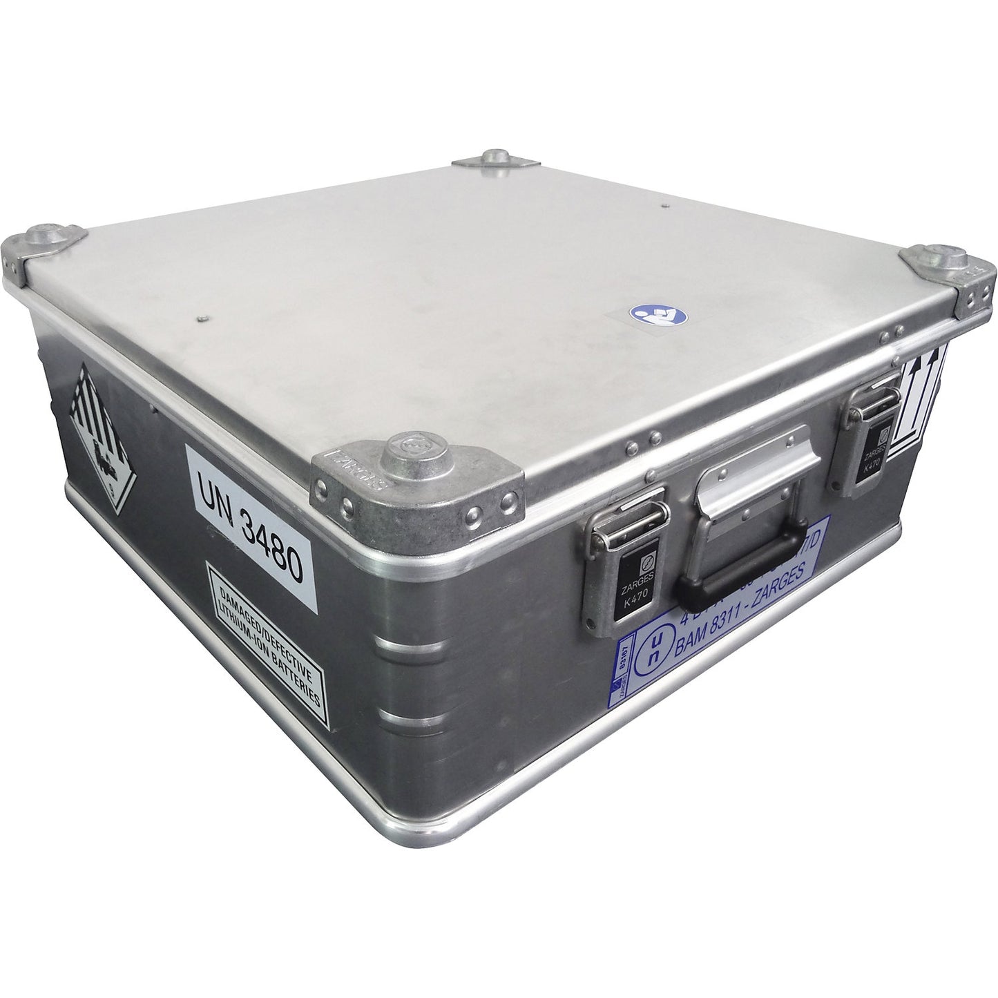 AKKU SAFE safety container, LxWxH 600 x 600 x 250 mm, aluminium.