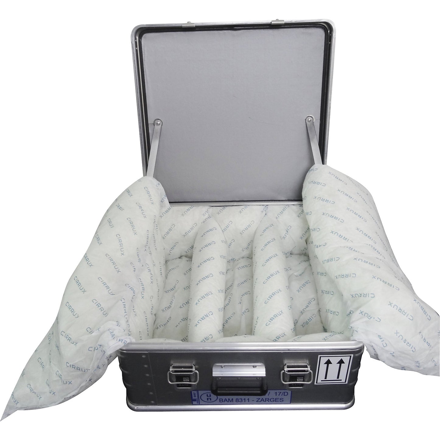 AKKU SAFE safety container, LxWxH 600 x 600 x 250 mm, aluminium.