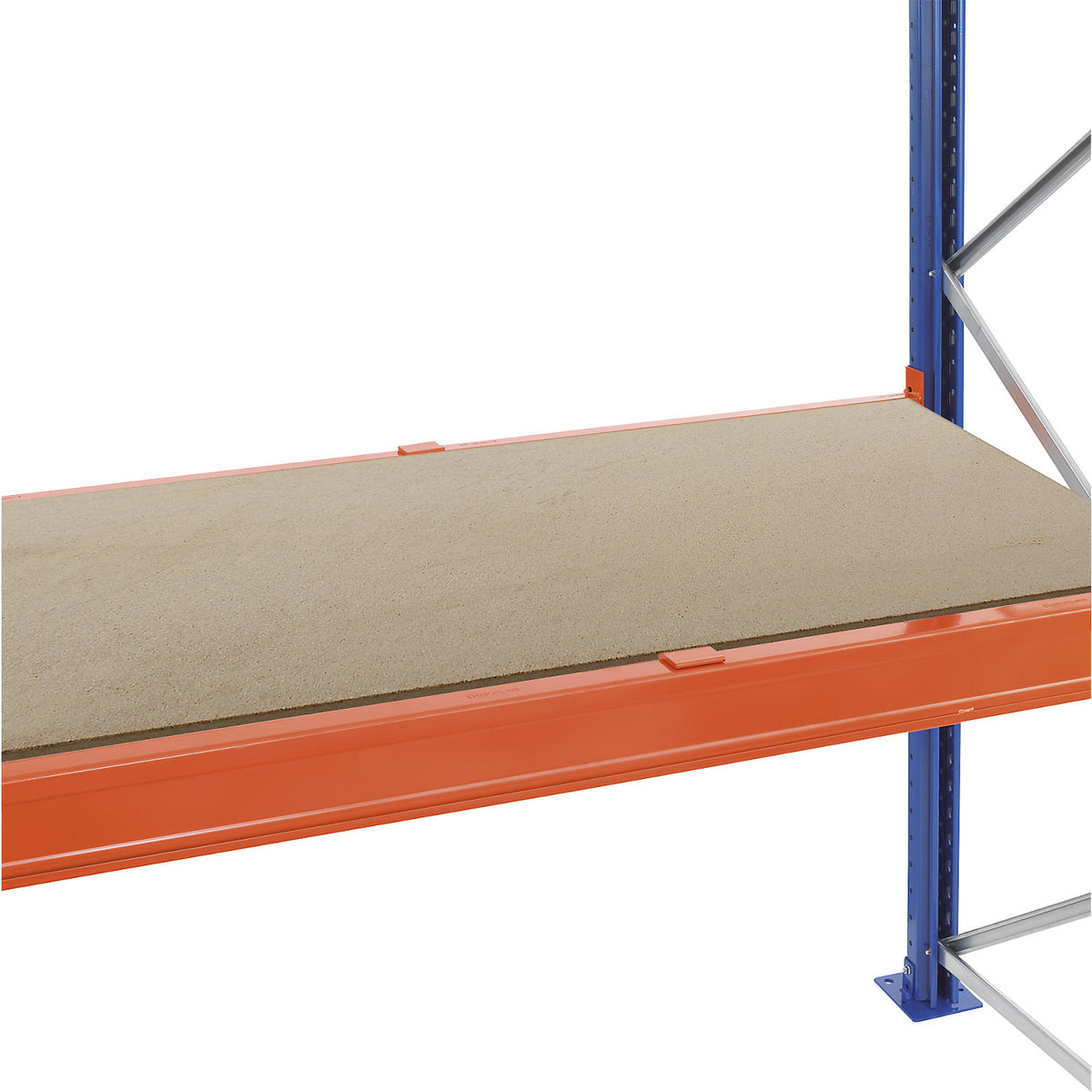Moulded chipboard shelf, recessed, for depth 1100 mm, 1 piece, for rail length 1350 mm.