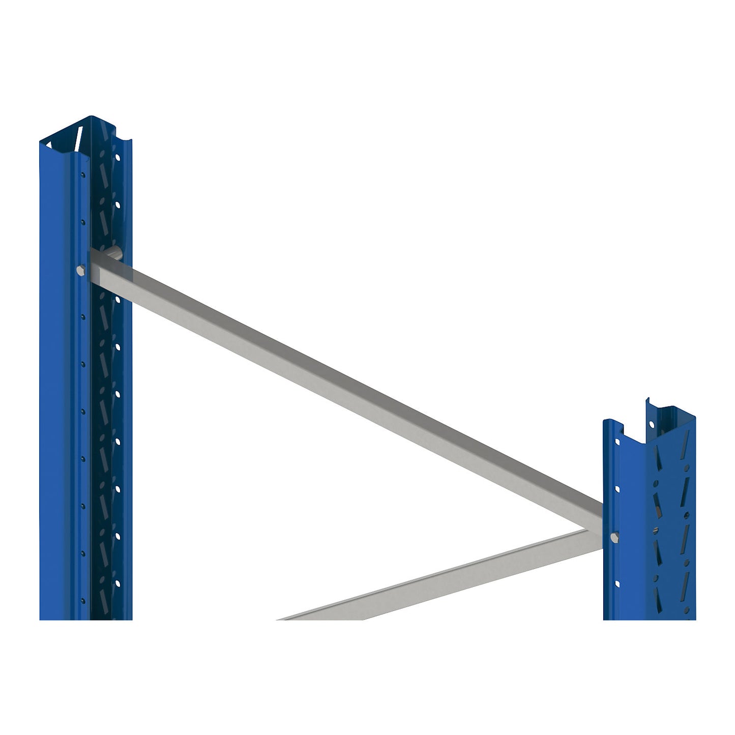 Pallet racking upright frame, flat pack, gentian blue RAL 5010 / zinc plated, HxD 2100 x 750 mm.