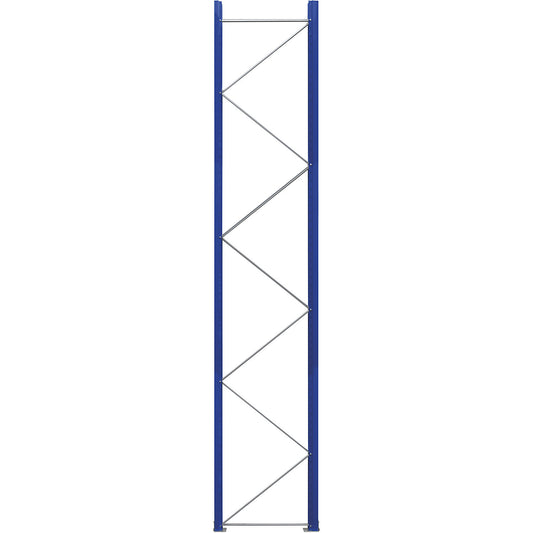 Pallet racking upright frame, flat pack, gentian blue RAL 5010 / zinc plated, HxD 4620 x 900 mm.