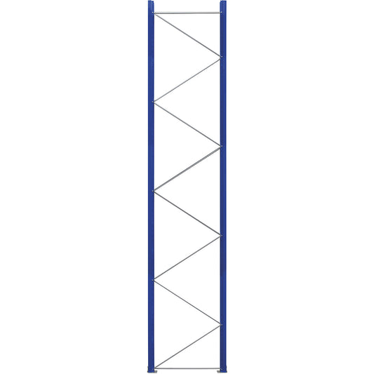 Pallet racking upright frame, flat pack, gentian blue RAL 5010 / zinc plated, HxD 5250 x 1100 mm.