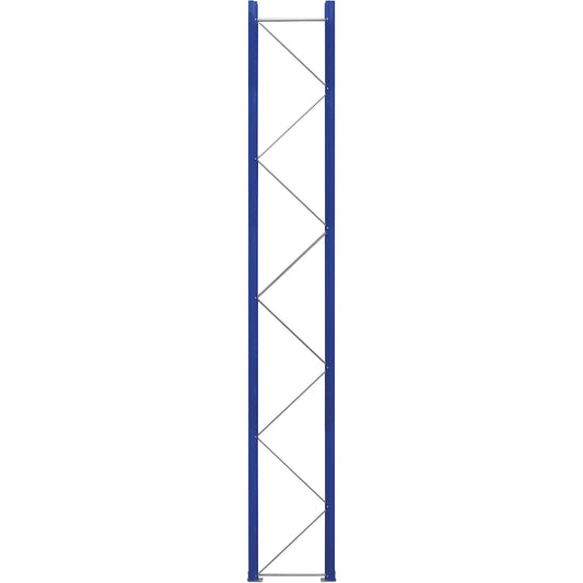 Pallet racking upright frame, flat pack, gentian blue RAL 5010 / zinc plated, HxD 5250 x 750 mm.