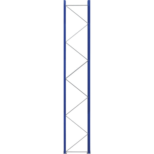 Pallet racking upright frame, flat pack, gentian blue RAL 5010 / zinc plated, HxD 5250 x 900 mm.