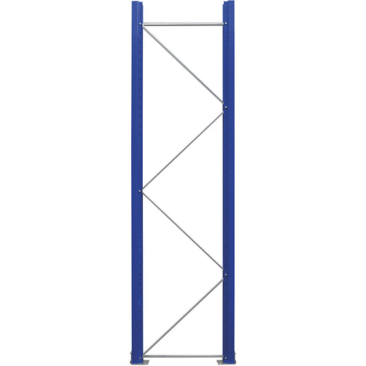 Pallet racking upright frame, flat pack, gentian blue RAL 5010 / zinc plated, HxD 2730 x 750 mm.
