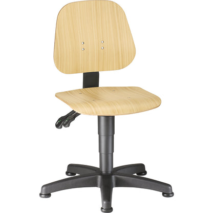 Unitec industrial swivel chair, with gas lift height adjustment, beech plywood, with floor glides.
