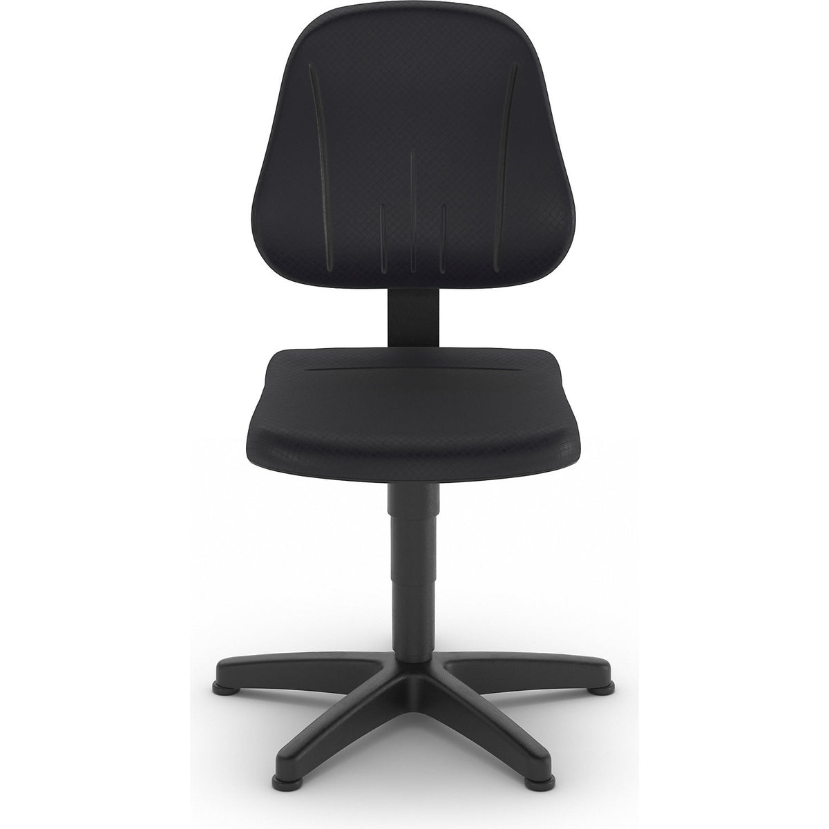 Unitec industrial swivel chair, with gas lift height adjustment, PU foam, black, with floor glides.