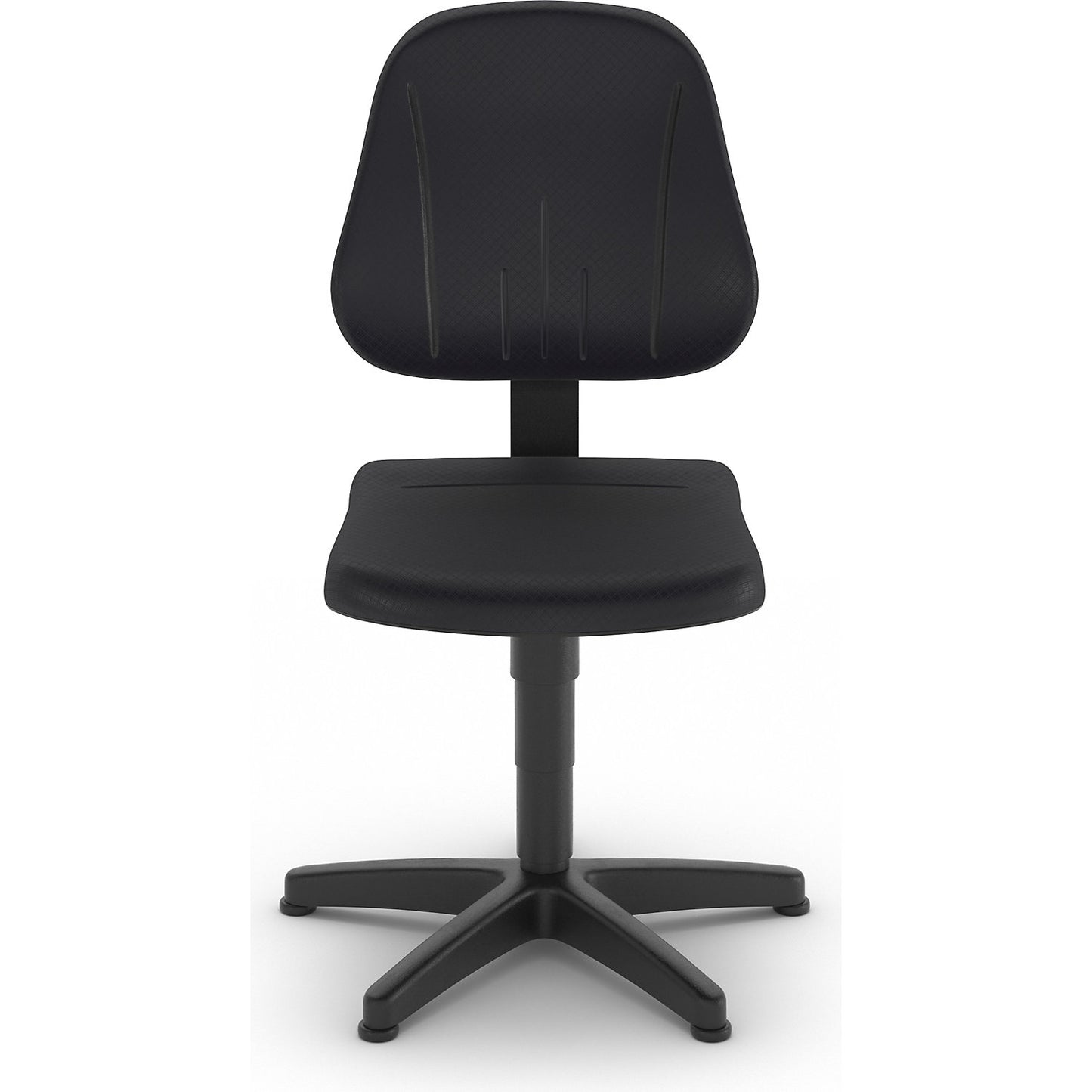 Industrial swivel chair, with gas lift height adjustment, PU foam, black, with floor glides.