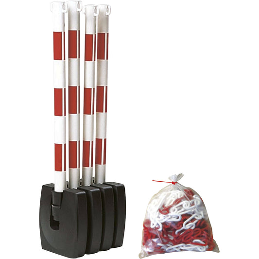 Chain stand set, folding, post height 900 mm, red / white.