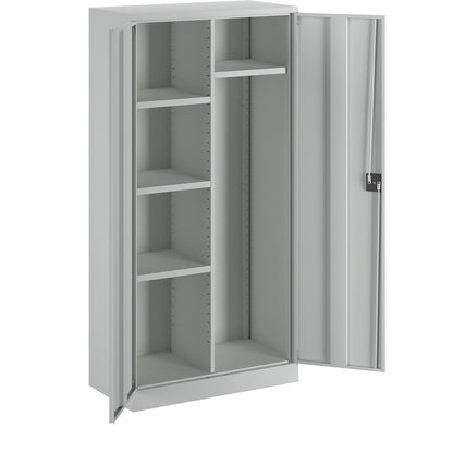 Venlo locker for cleaning products, 1 coat rail, 3 shelves, light grey.