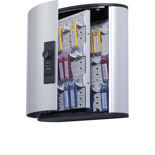 Designer key box, with combination lock, HxWxD 280 x 300 x 118 mm, 36 hooks.