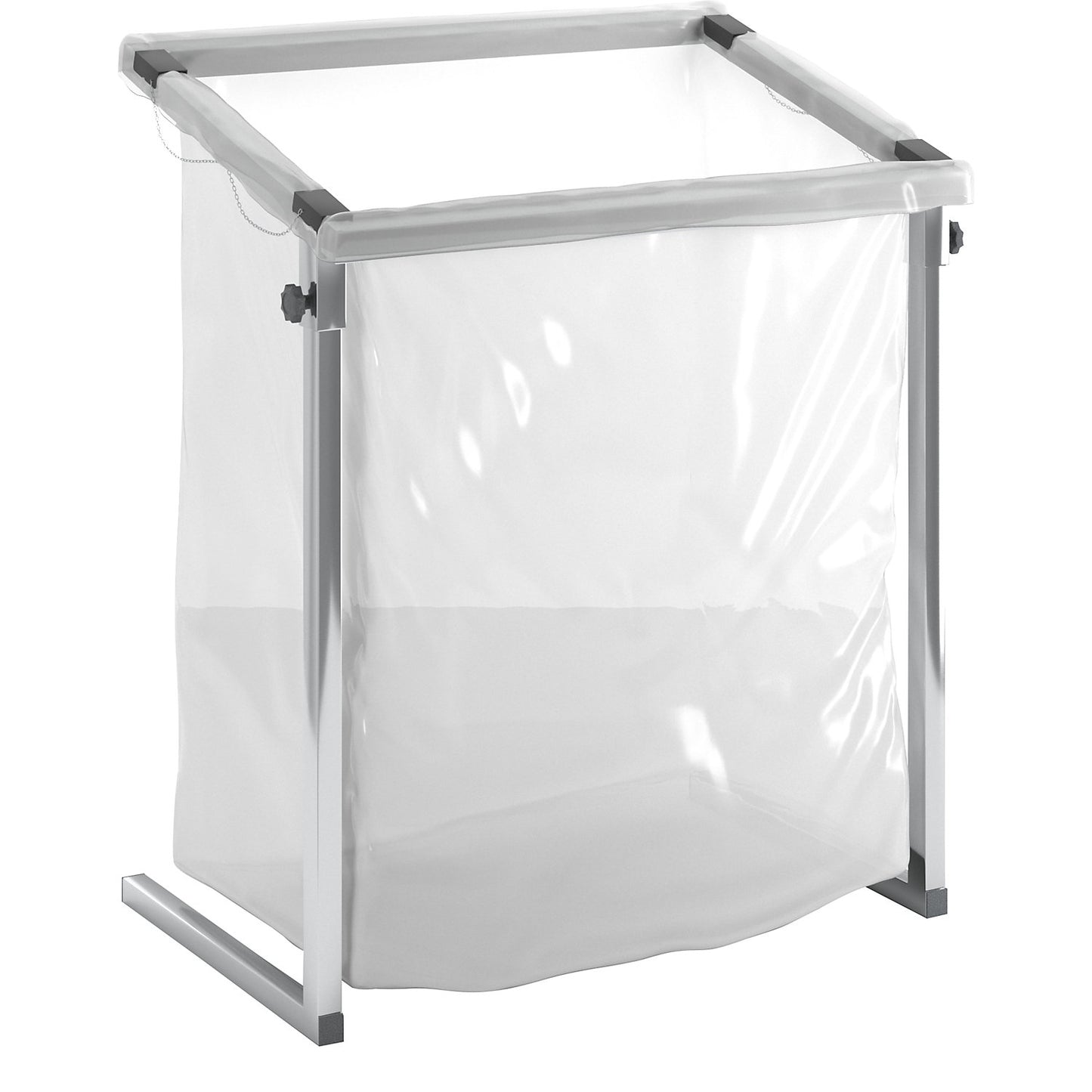 Large-capacity waste sack holder, for capacity 2500 l, stationary, made of square tubing.