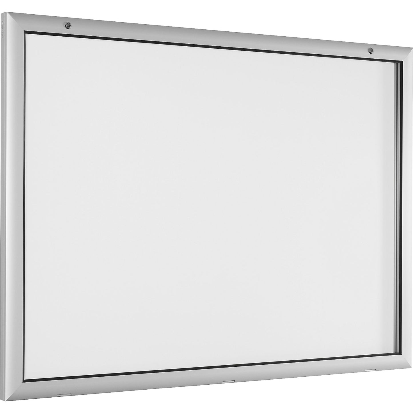 Display case for indoor and outdoor use, door opens downwards 180°, for A0, rear panel pure white RAL 9010.