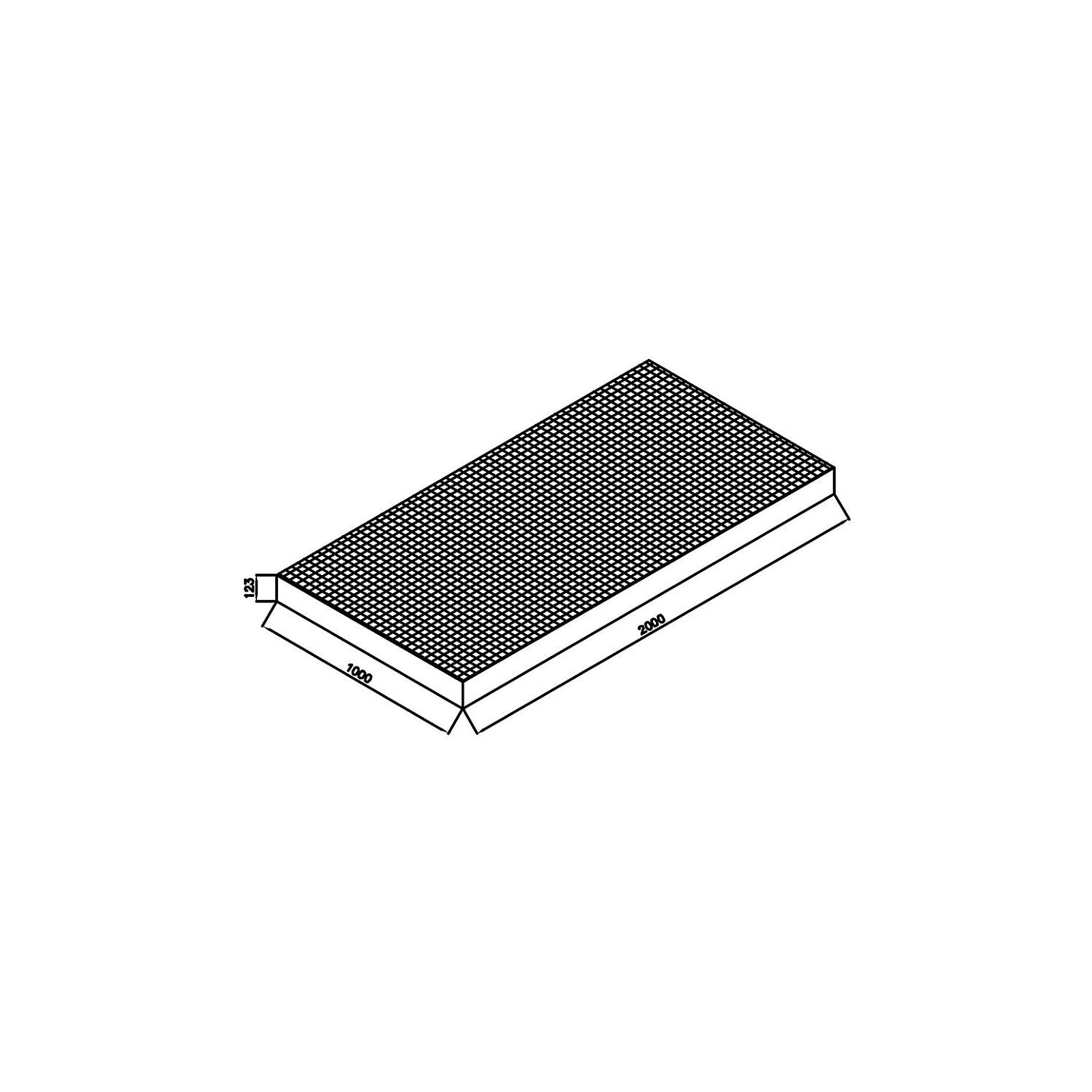 Zinc plated low profile steel sump trays, width 1000 mm, length 2000 mm, capacity 160 l.