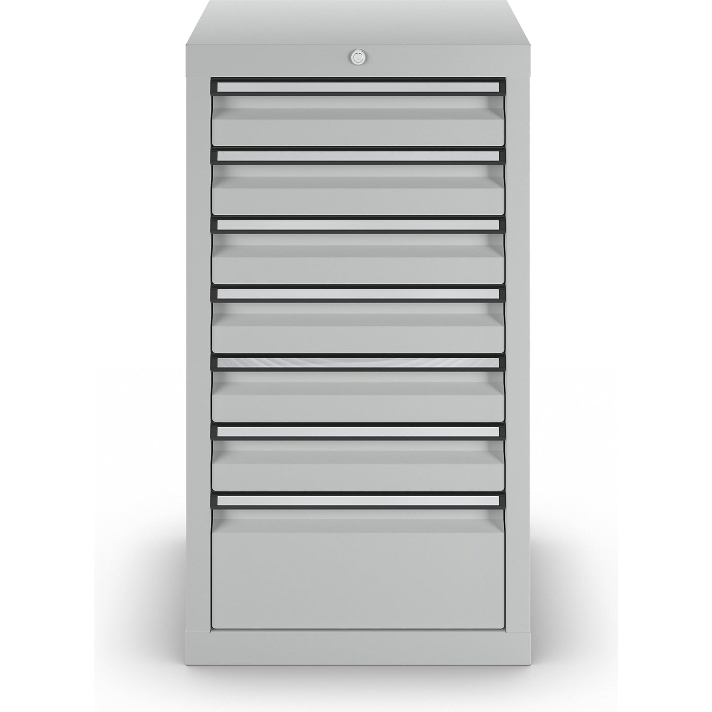 Drawer cupboard, HxWxD 900 x 500 x 500 mm, 6 x 100 mm drawers, 1 x 200 mm high drawer, light grey body and drawers.