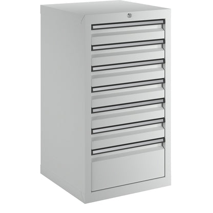 Drawer cupboard, HxWxD 900 x 500 x 500 mm, 6 x 100 mm drawers, 1 x 200 mm high drawer, light grey body and drawers.
