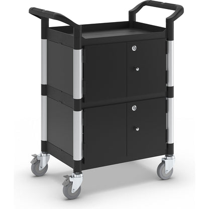 General purpose truck, with metal side panels, with 2 side panels, 1 rear panel, hinged doors, 3 shelves, LxWxH 850 x 480 x 1000 mm.