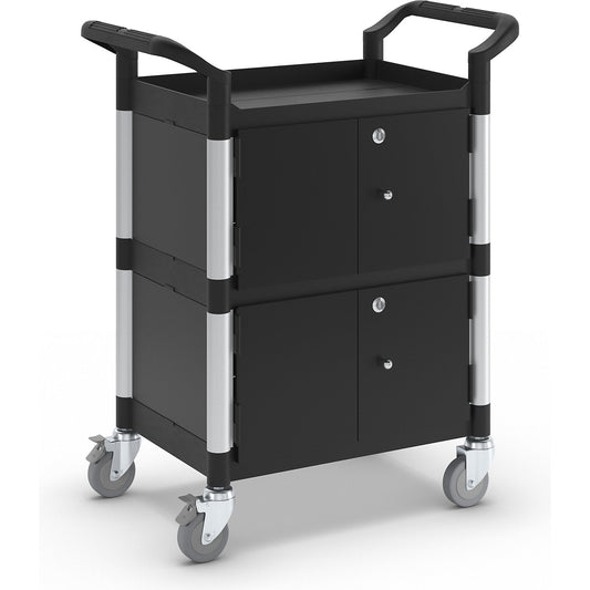 General purpose truck, with metal side panels, with 2 side panels, 1 rear panel, hinged doors, 3 shelves, LxWxH 850 x 480 x 1000 mm.