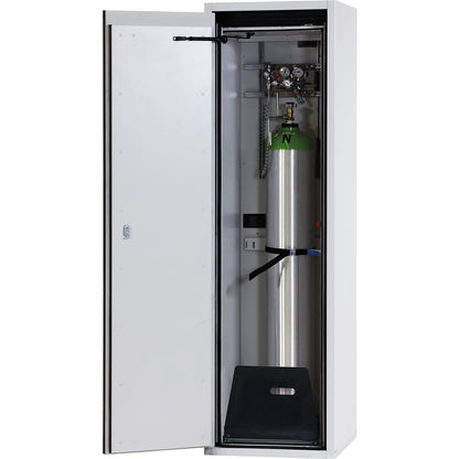 G90 fire-resistant pressurised gas cylinder cupboard, for storage in workrooms, for 1 x 50 l bottle.