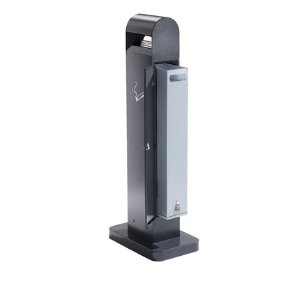 Ashtray column made of sheet steel, capacity 12.5 l, charcoal, HxWxD 1045 x 405 x 260 mm.