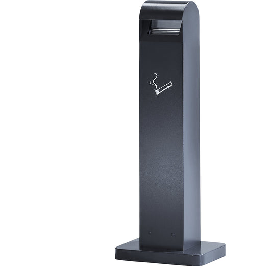 Ashtray column made of sheet steel, capacity 12.5 l, charcoal, HxWxD 1045 x 405 x 260 mm.