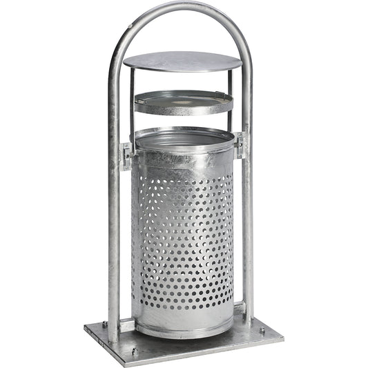 Combination ashtray with pipe arch and hood, capacity 65 l, WxHxD 580 x 1160 x 380 mm, hot dip galvanised.