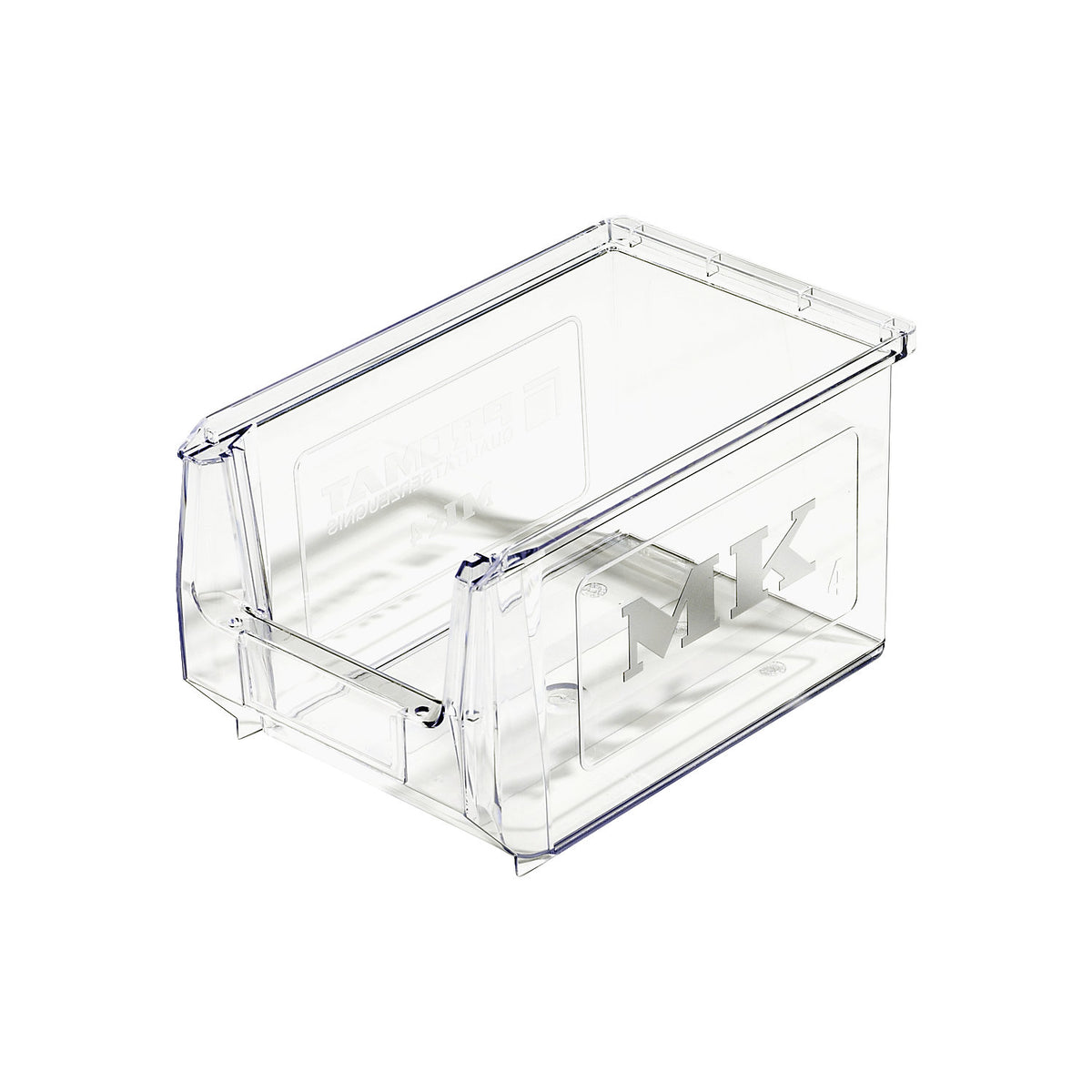 Open fronted storage bins made of SAN, crystal clear, pack of 25, LxWxH 230 x 150 x 130 mm.