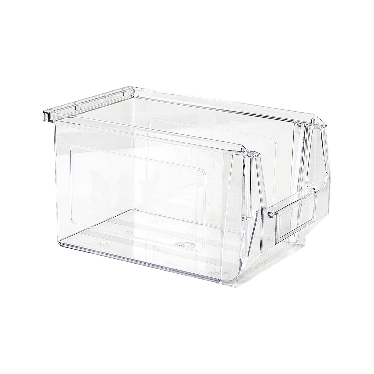 Open fronted storage bins made of SAN, crystal clear, pack of 25, LxWxH 230 x 150 x 130 mm.