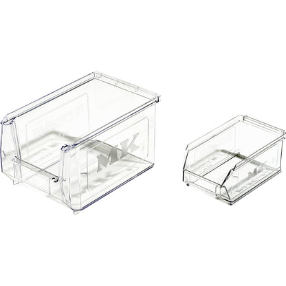 Open fronted storage bins made of SAN, crystal clear, pack of 25, LxWxH 230 x 150 x 130 mm.