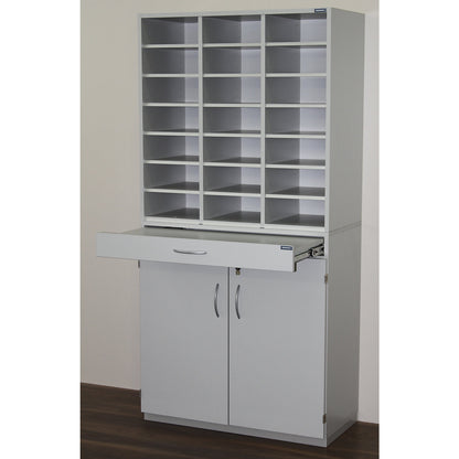 Sorting station, HxWxD 1864 x 913 x 440 mm, 21 x A4 compartments, light grey RAL 7035.