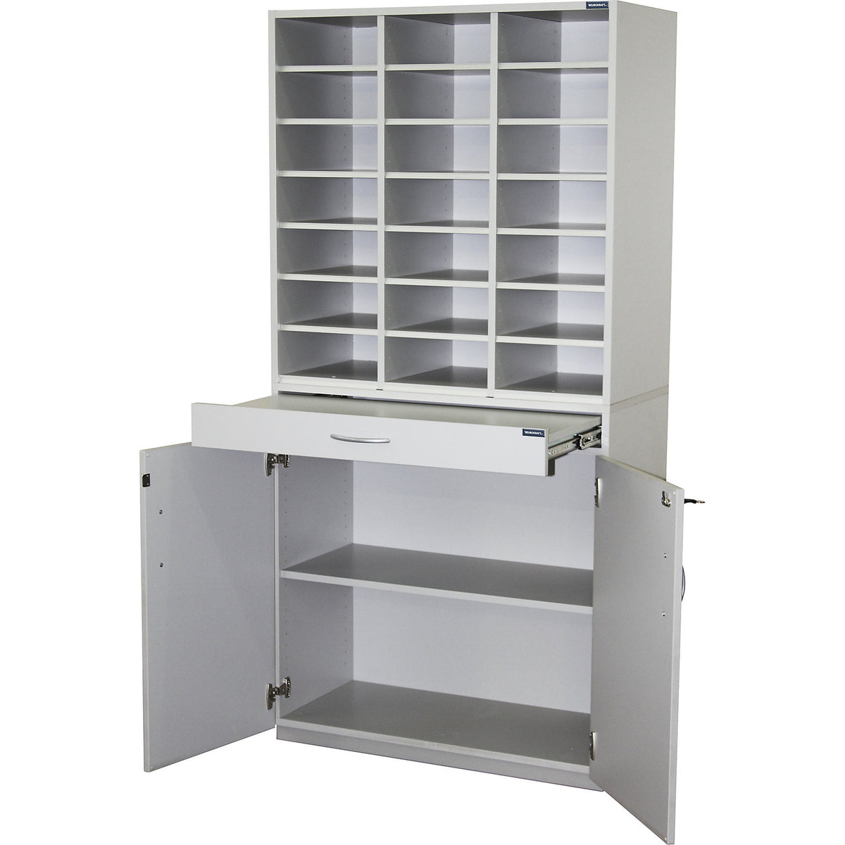 Sorting station, HxWxD 1864 x 913 x 440 mm, 21 x A4 compartments, light grey RAL 7035.