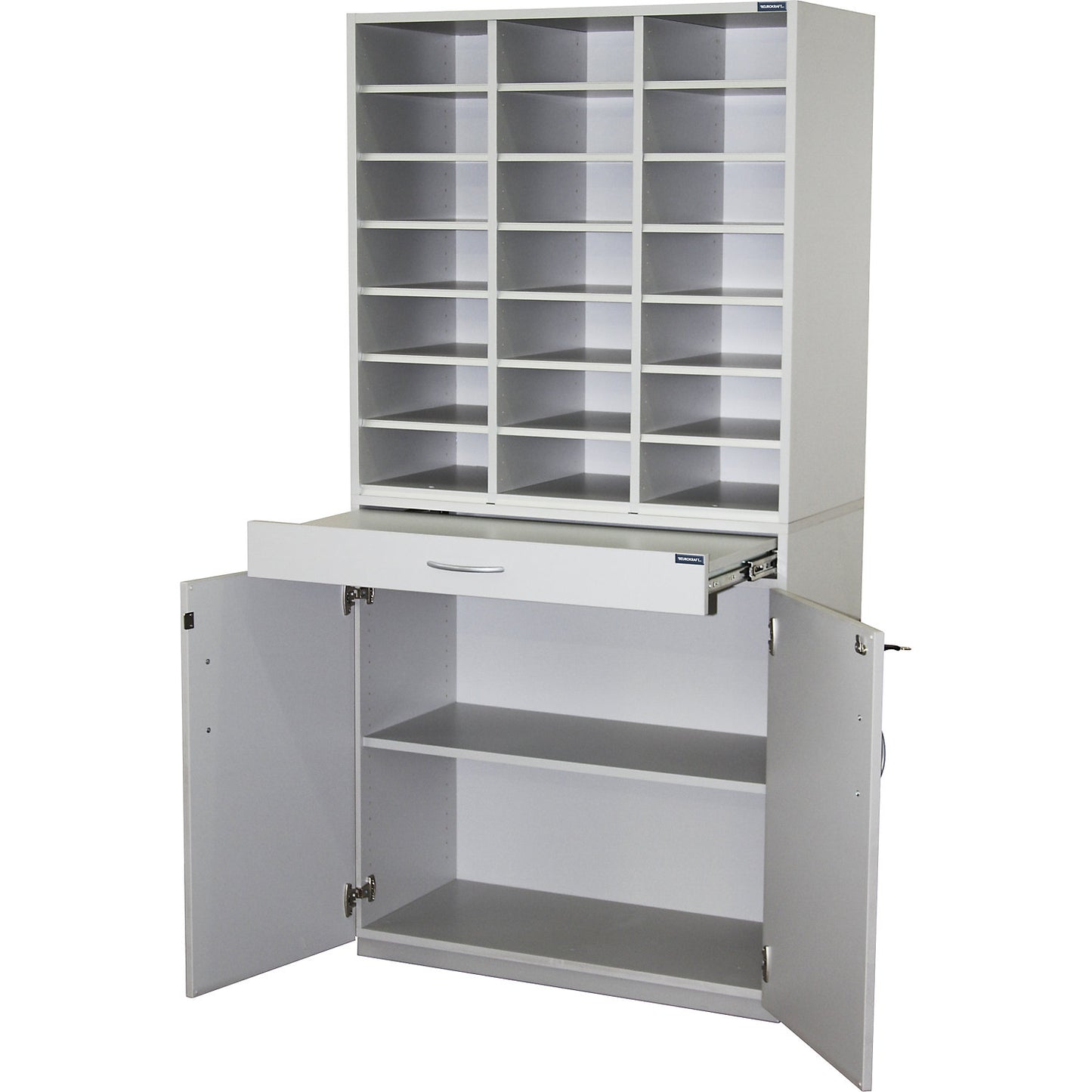 Sorting station, HxWxD 1864 x 913 x 440 mm, 21 x A4 compartments, light grey RAL 7035.