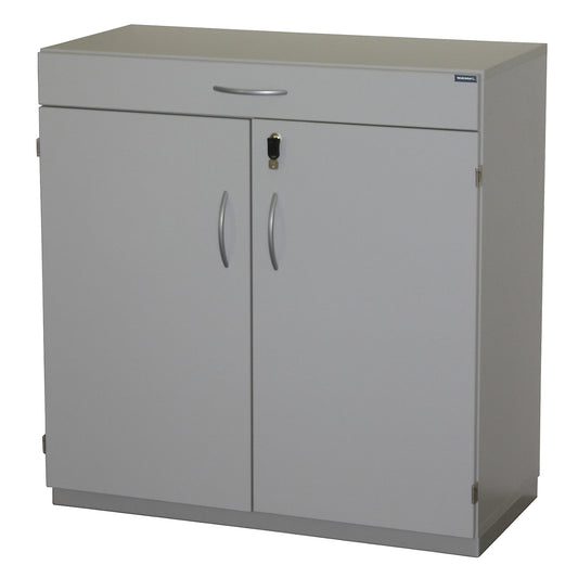 Equipment cupboard with sorting table, HxWxD 942 x 913 x 440 mm, lockable, light grey RAL 7035.