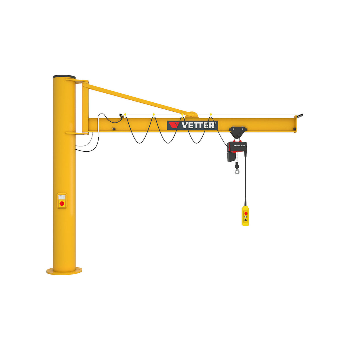 PRAKTIKUS PS post mounted jib crane, without electric chain hoist, max. load 250 kg, reach 5 m.