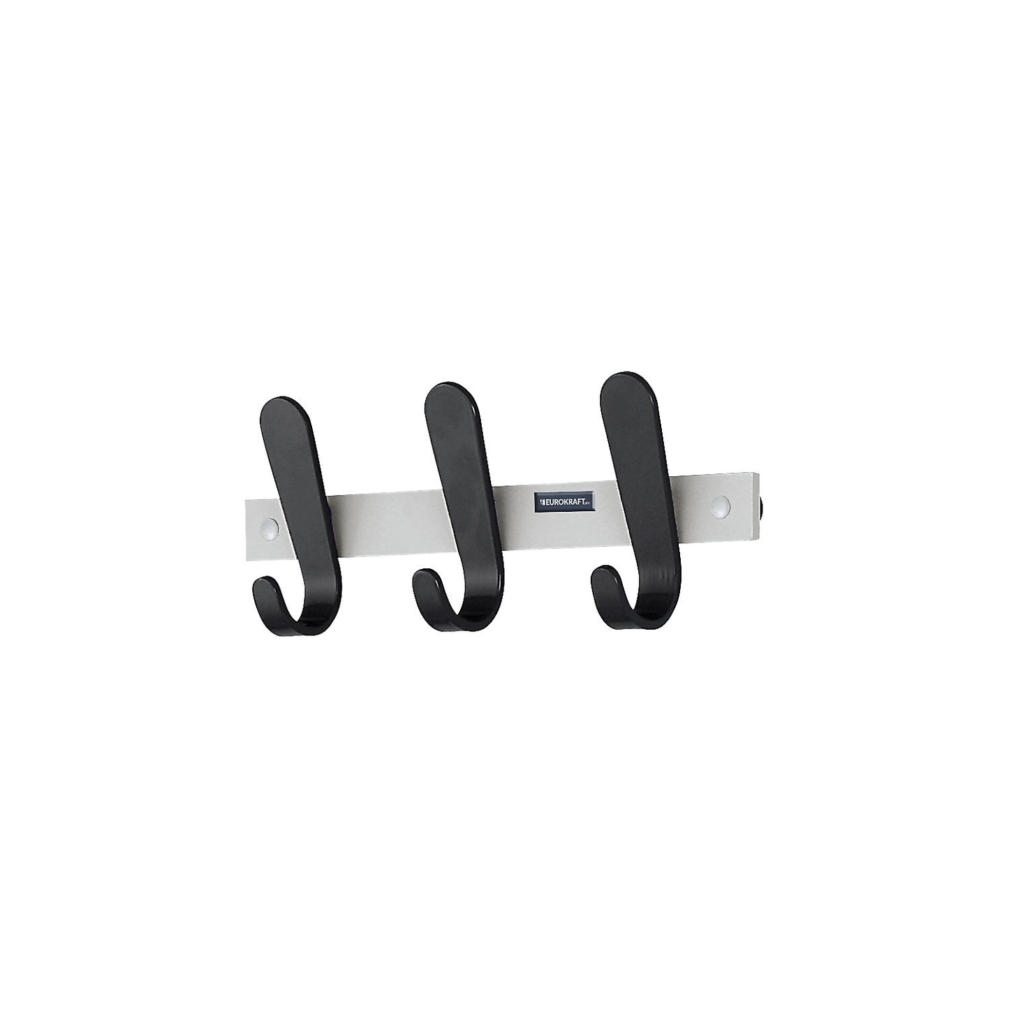 Coat rail, 3 coat hooks, HxWxD 130 x 360 x 60 mm, pack of 2, hook colour black.