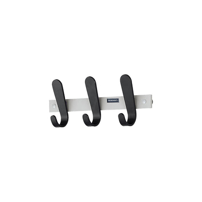 Coat rail, 3 coat hooks, HxWxD 130 x 360 x 60 mm, pack of 2, hook colour black.