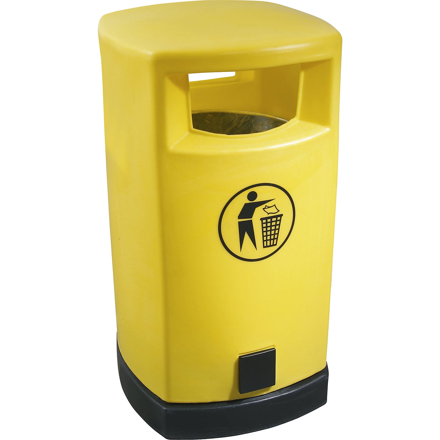 Plastic waste collector for outdoor use, capacity 80 l, WxHxD 530 x 950 x 530 mm, yellow.