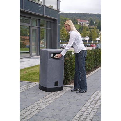 Plastic waste collector for outdoor use, capacity 80 l, WxHxD 530 x 950 x 530 mm, grey.