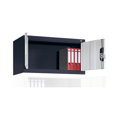 ACURADO add-on cupboard with hinged doors, HxWxD 500 x 930 x 400 mm, black grey / white aluminium.