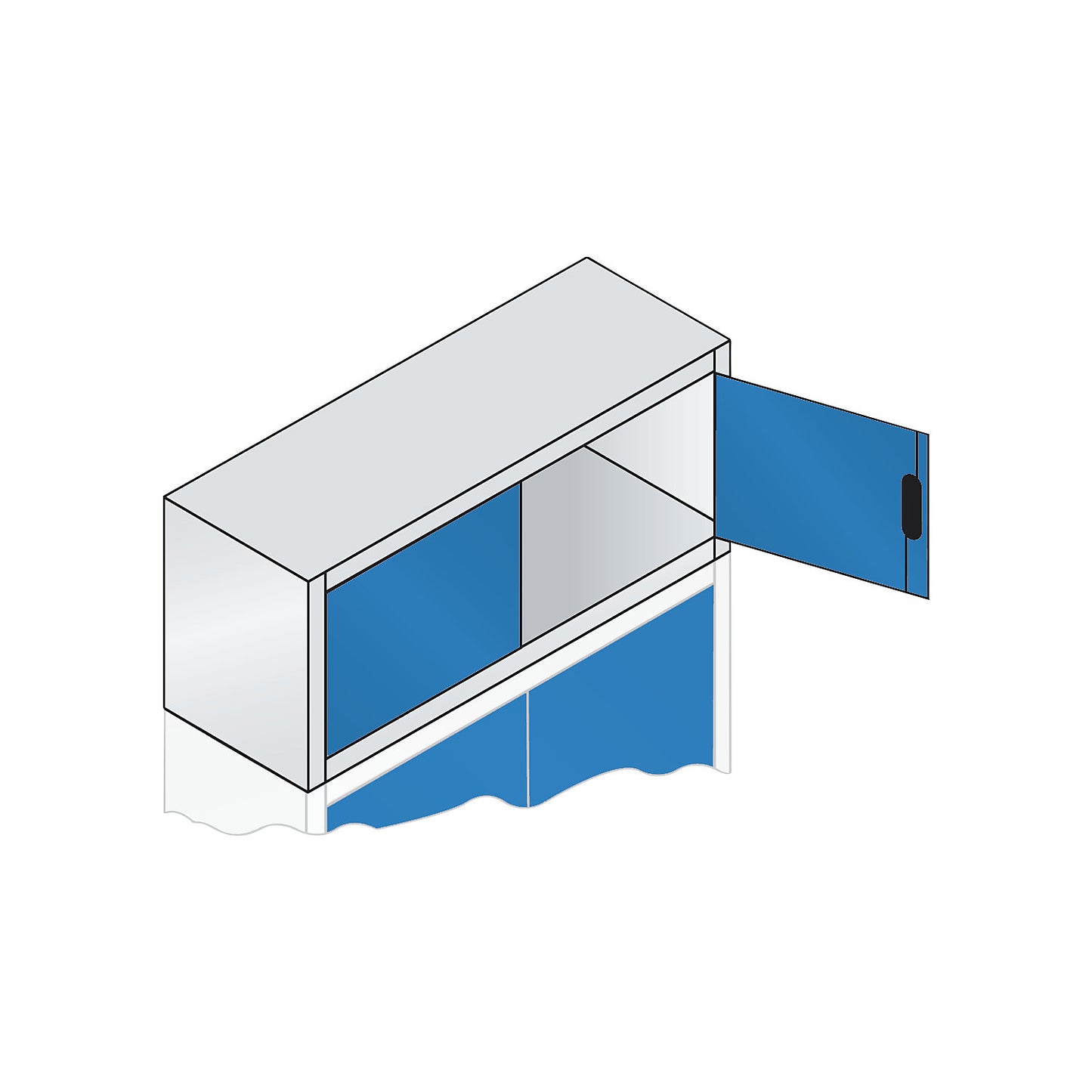 ACURADO add-on cupboard with hinged doors, HxWxD 500 x 1200 x 400 mm, light grey / light blue.