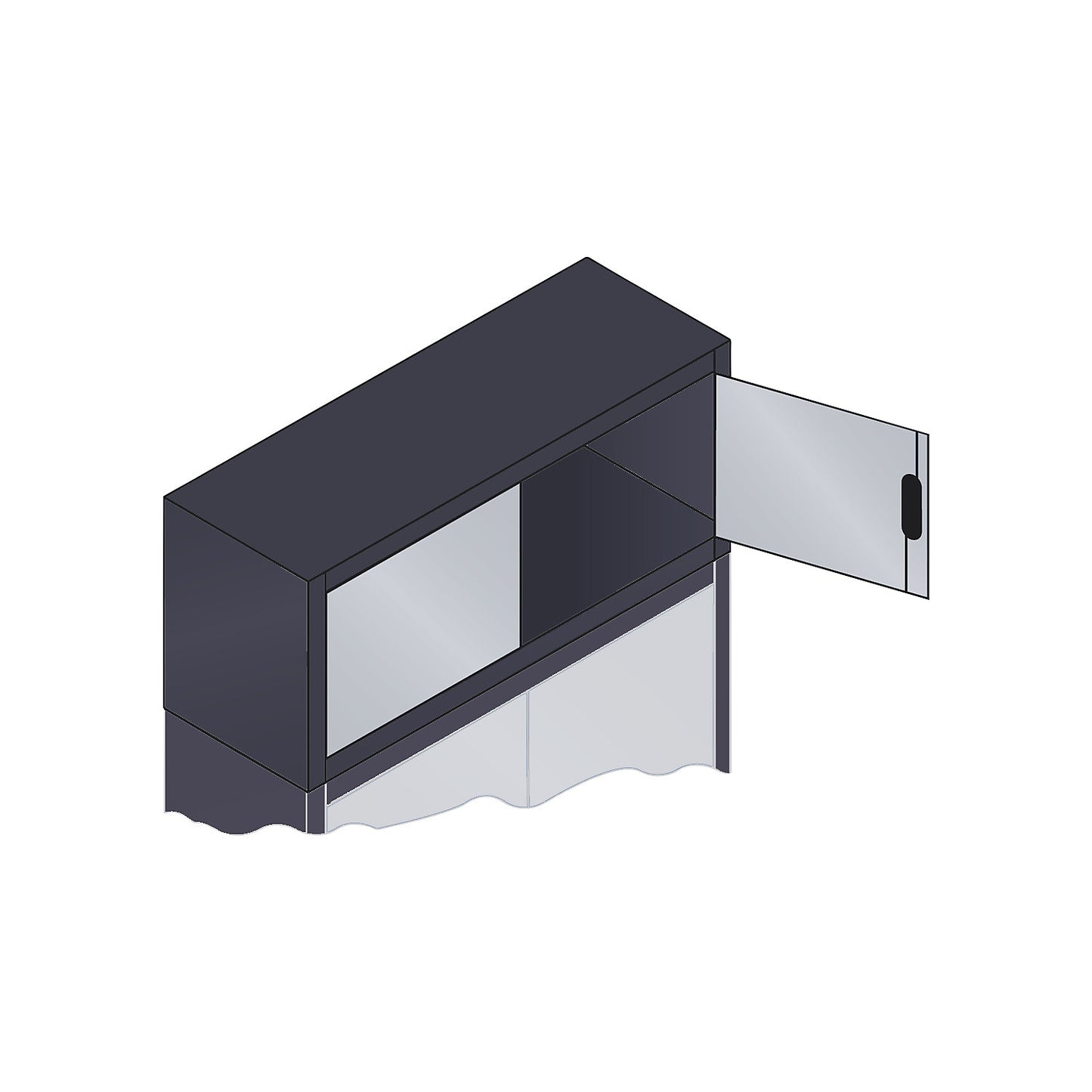 ACURADO add-on cupboard with hinged doors, HxWxD 500 x 1200 x 400 mm, black grey / white aluminium.