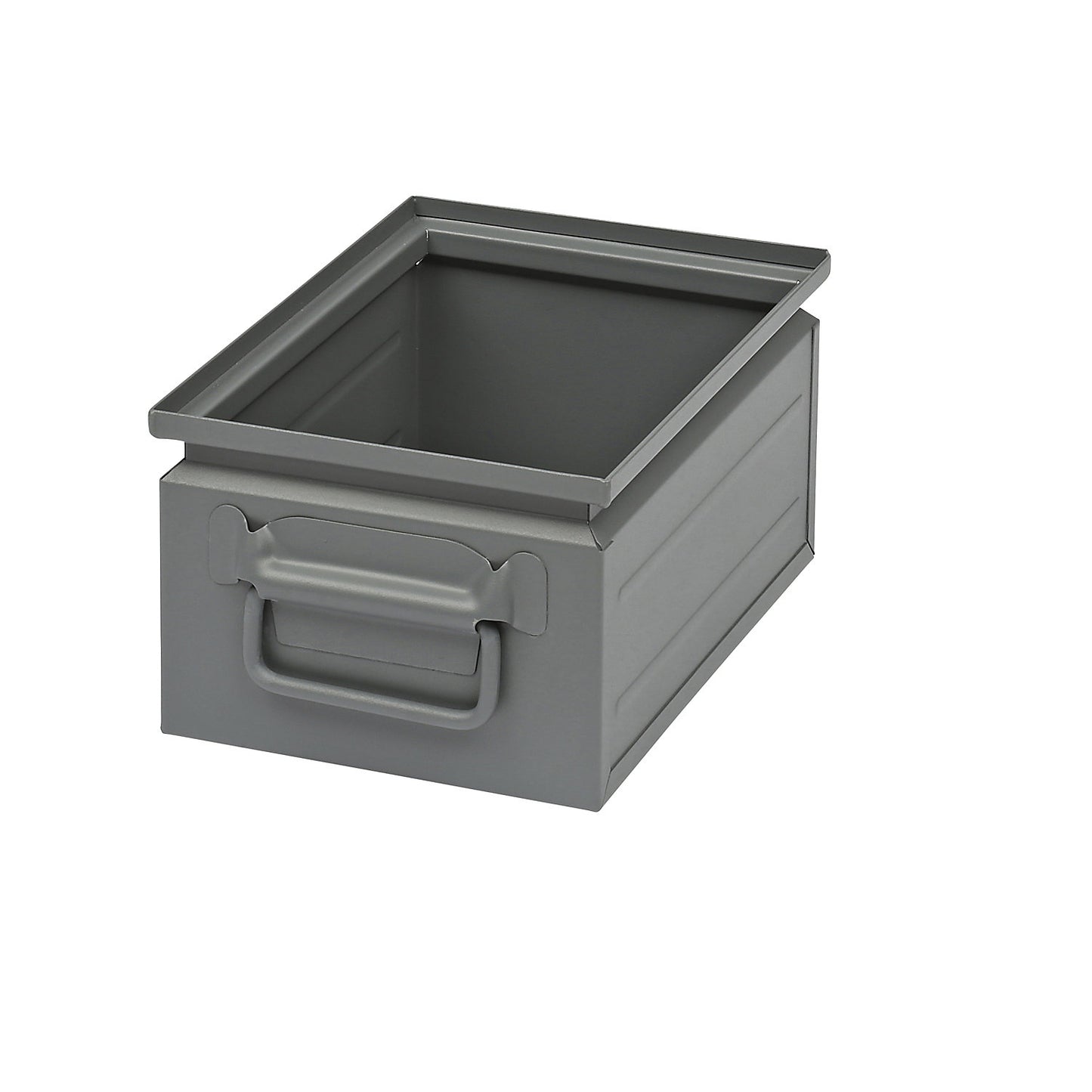 Stacking container made of sheet steel, capacity approx. 9 l, basalt grey RAL 7012.