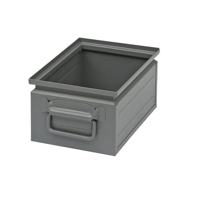 Stacking container made of sheet steel, capacity approx. 9 l, basalt grey RAL 7012.