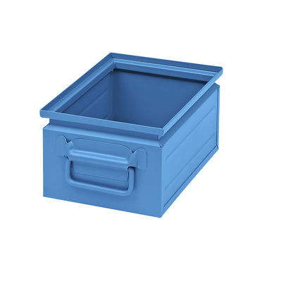 Stacking container made of sheet steel, capacity approx. 9 l, light blue RAL 5012.