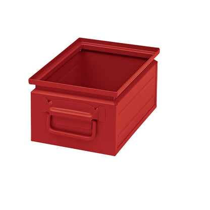 Stacking container made of sheet steel, capacity approx. 9 l, flame red RAL 3000.
