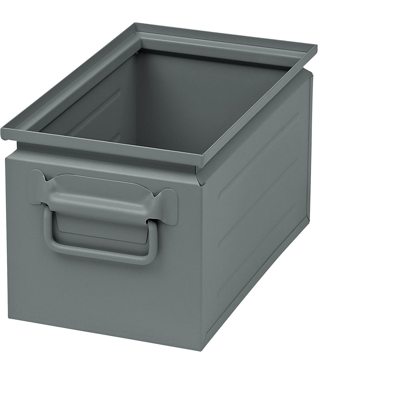 Stacking container made of sheet steel, capacity approx. 14 l, basalt grey RAL 7012.