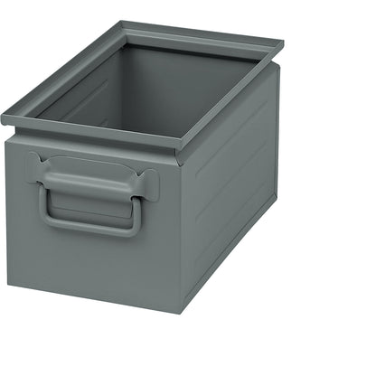 Stacking container made of sheet steel, capacity approx. 14 l, basalt grey RAL 7012.